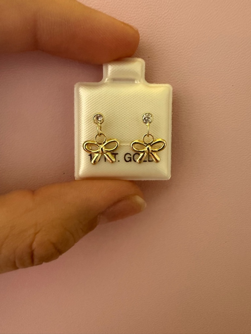 10k Gold Bow Drop Earrings